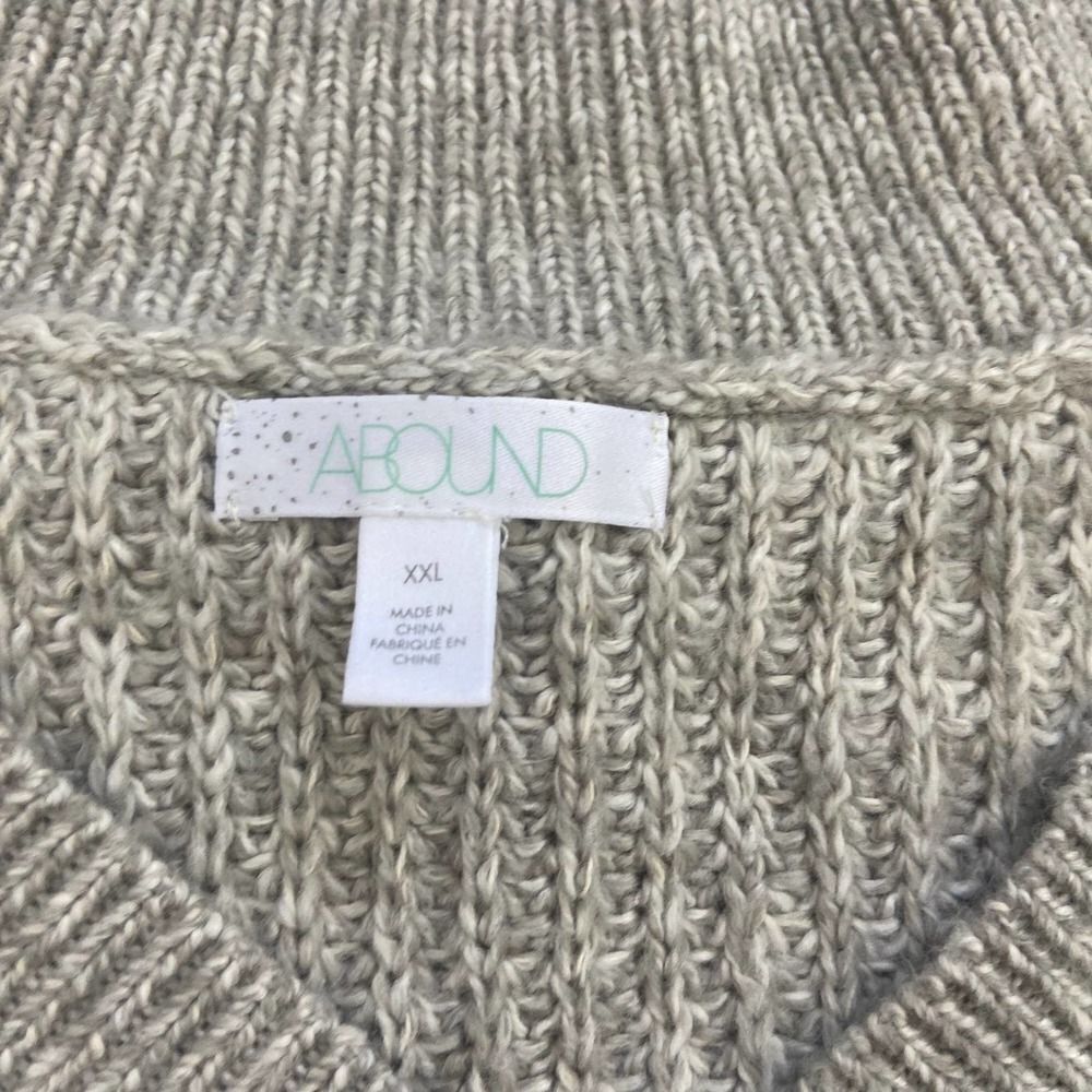 Abound Gray V Neck Fringe Cable tight Knit long sleeve Sweater womens XXL NWT - Picture 4 of 6